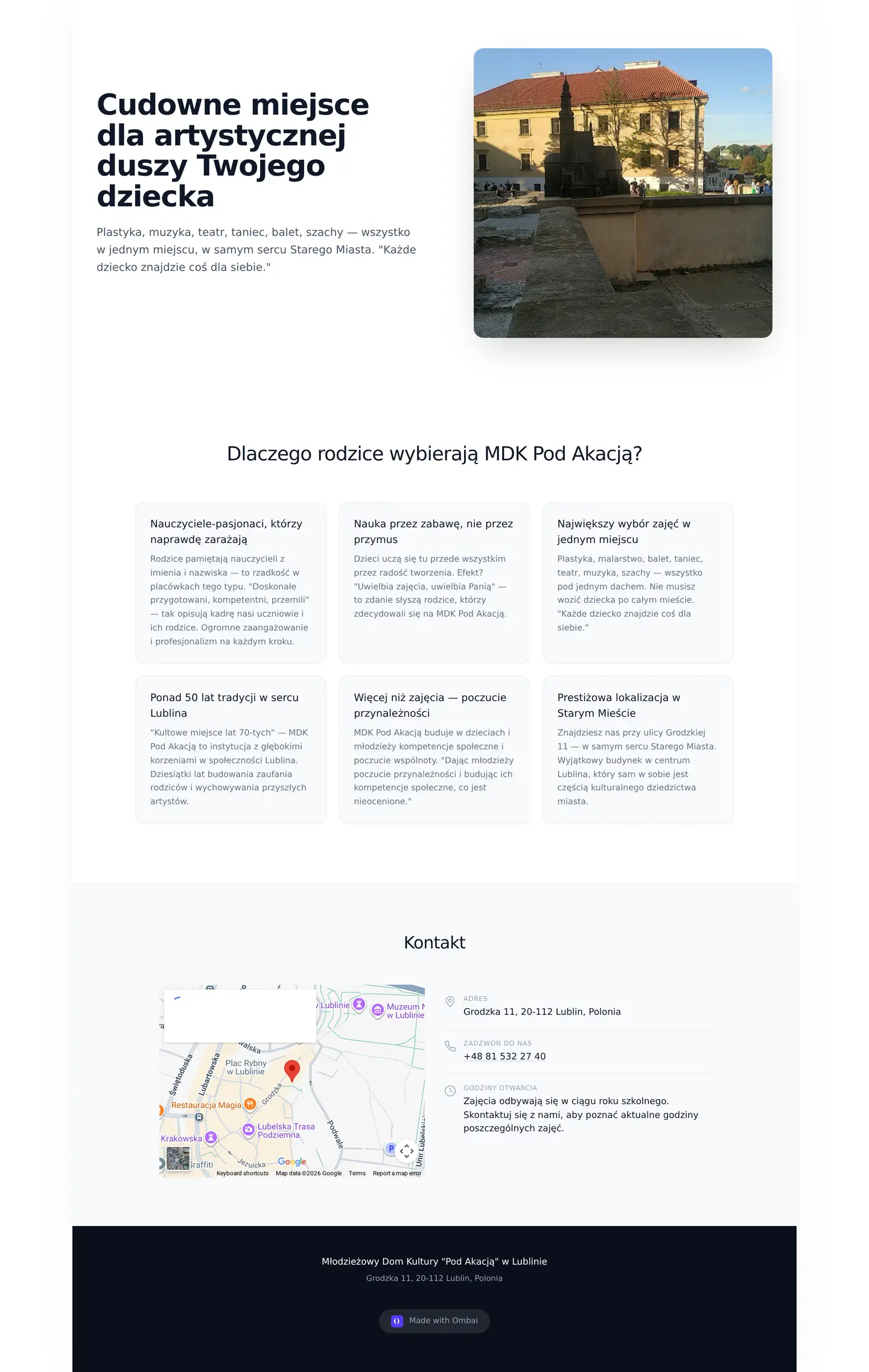 Dom Kultury pod Akacją — Ombai live site